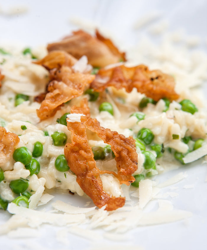 Risotto met doperwten en pancetta