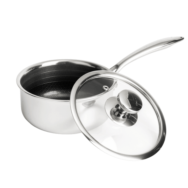 Hybride Steelpan met Deksel Ø16 - 1,3 liter, keramische non-stick, geschikt voor inductie