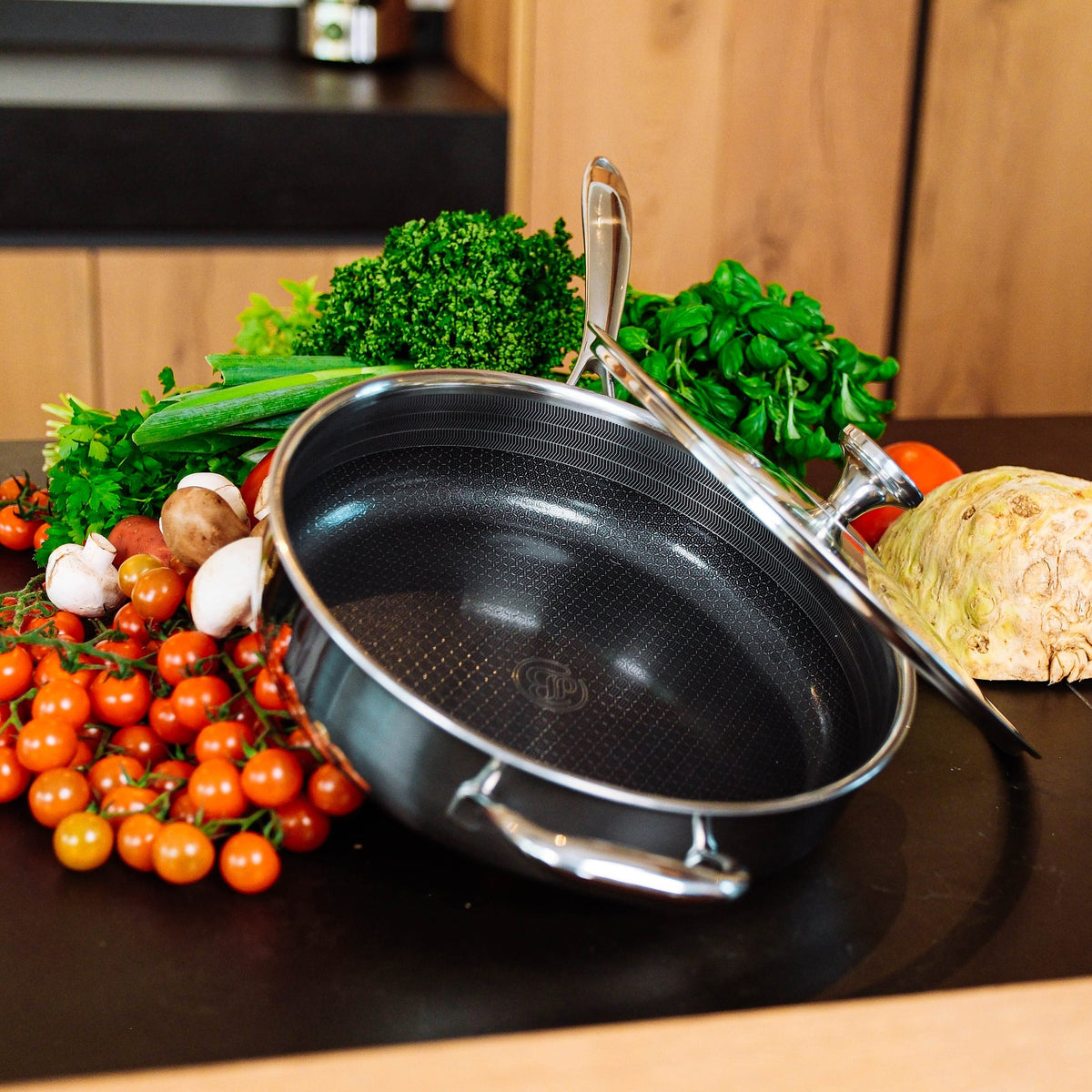 Hybride Hapjespan met Deksel Ø24 - gerecht in bereiding, non-stick oppervlak