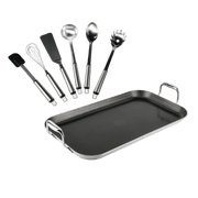 Hybride Grillplaat 45×26,5×2,7 cm – met gratis keukengerei