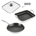 Hybride Koekenpan Ø28 + Braadslede + Deksel Set