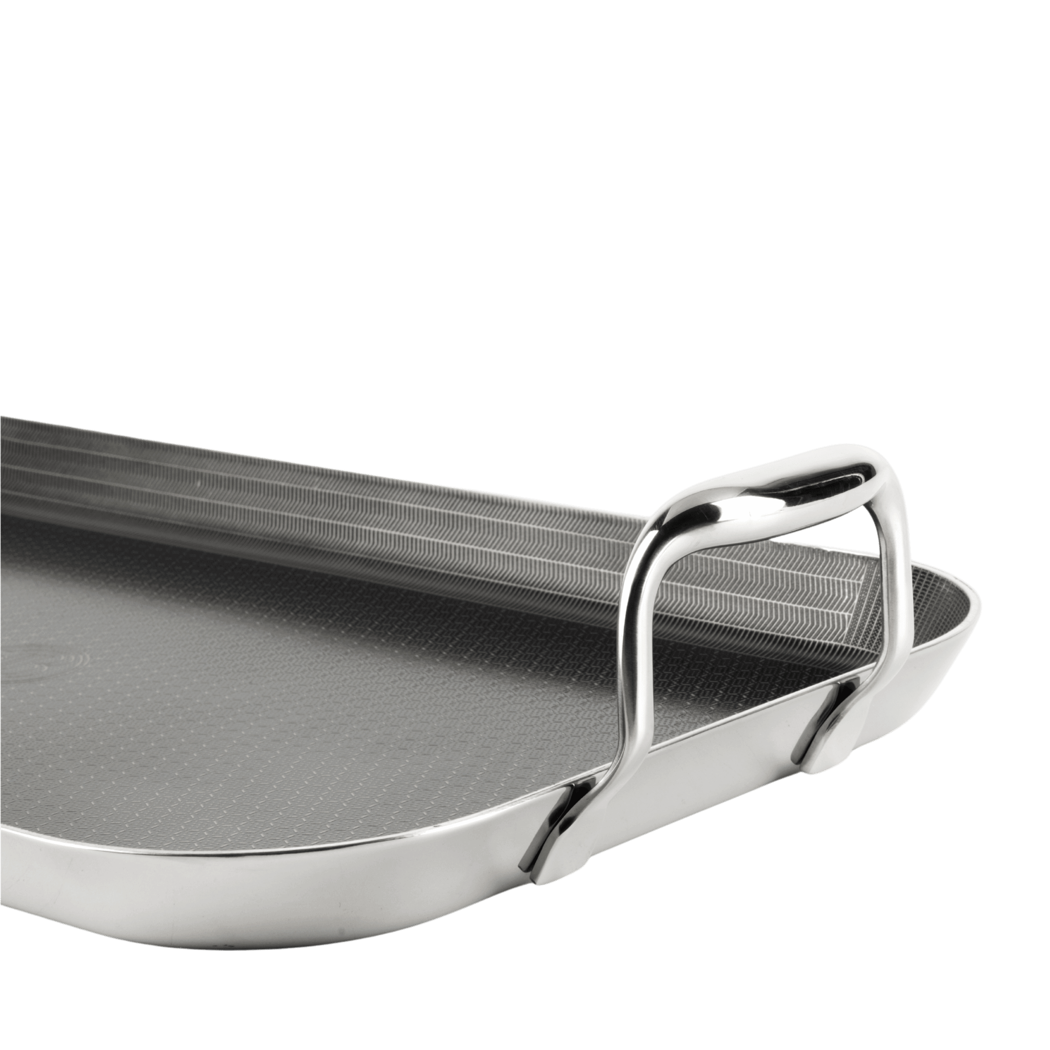 Hybride grillplaat in gebruik — perfect gegrild vlees met kenmerkende grillstrepen