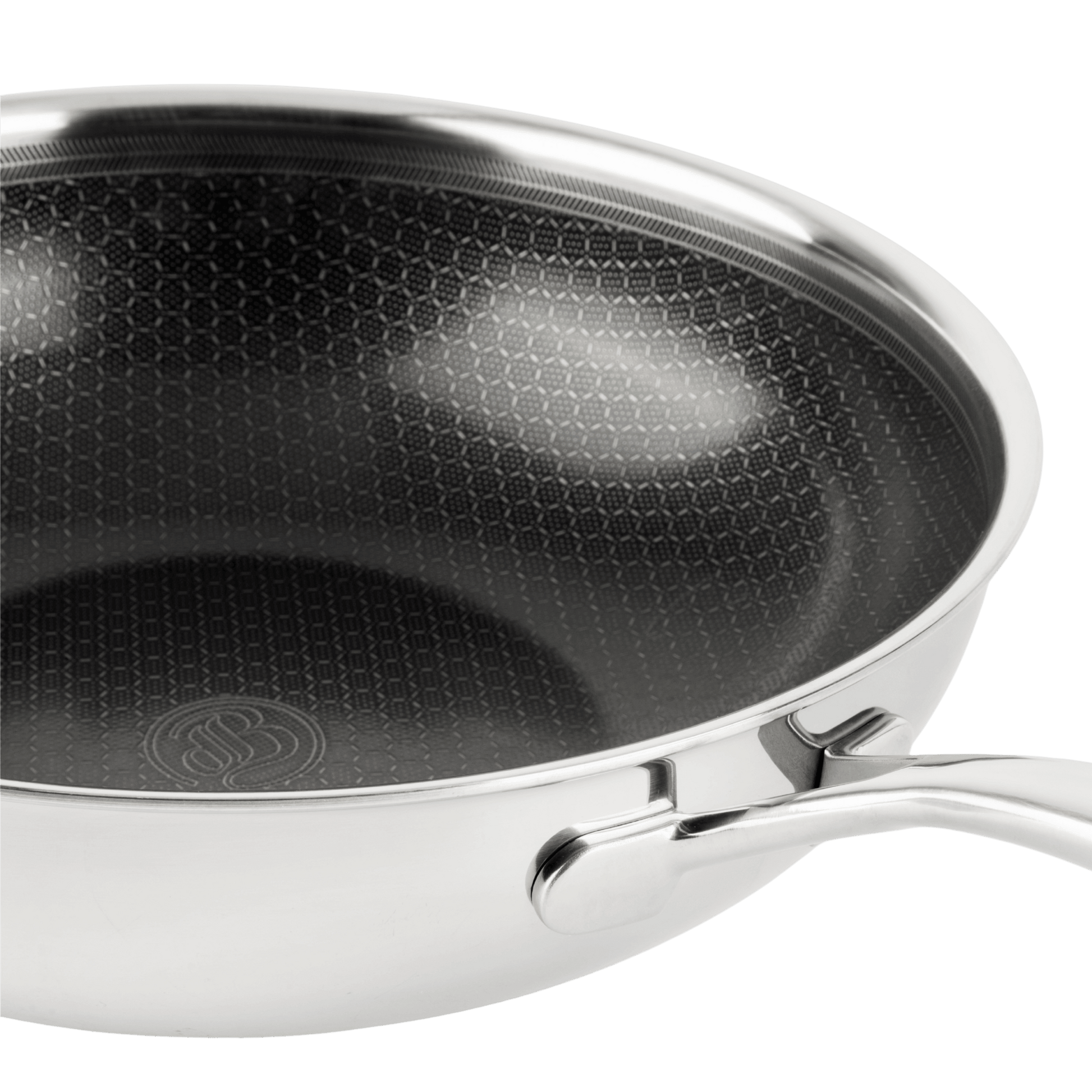 Hybride Wok Ø28 - detail non-stick oppervlak, PFAS-vrij keramische coating