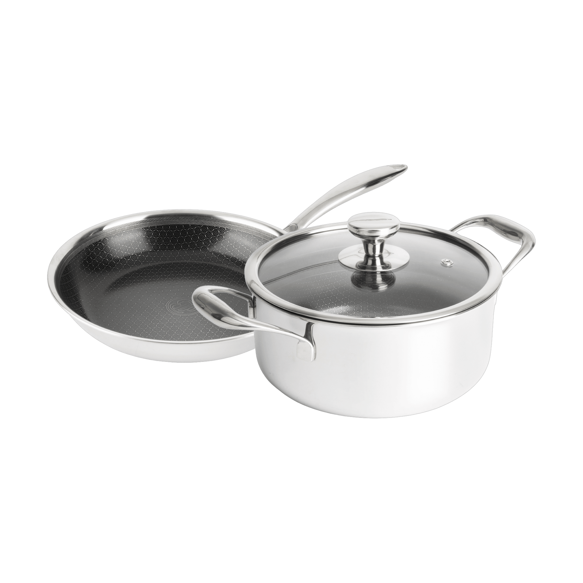 Hybride Koekenpan Ø24 en Pan met Deksel Ø20 - set keramische non-stick pannen