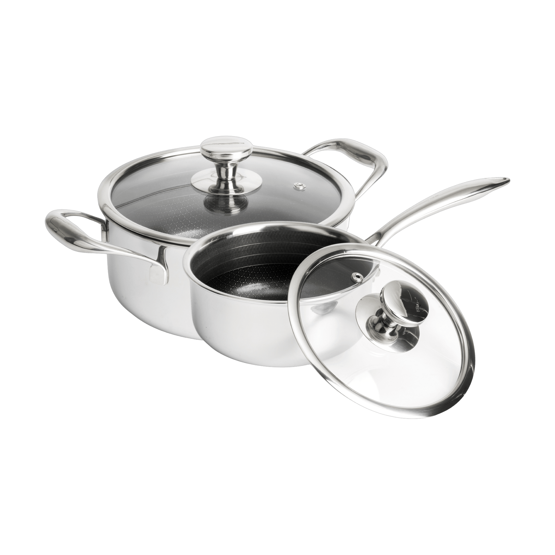 Hybride Steelpan Ø16 en Pan met Deksel Ø20 - set keramische non-stick pannen